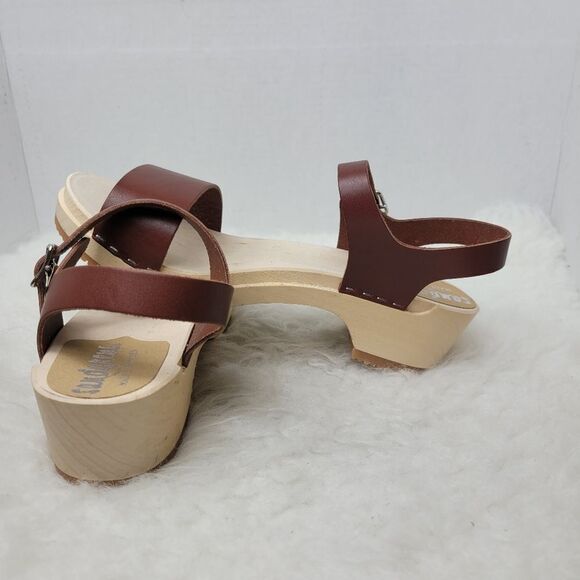 Sandgrens Clogs Vienna Low Sandal Cognac Brown Leather Size 8.5 US 39 EUR - Picture 6 of 10